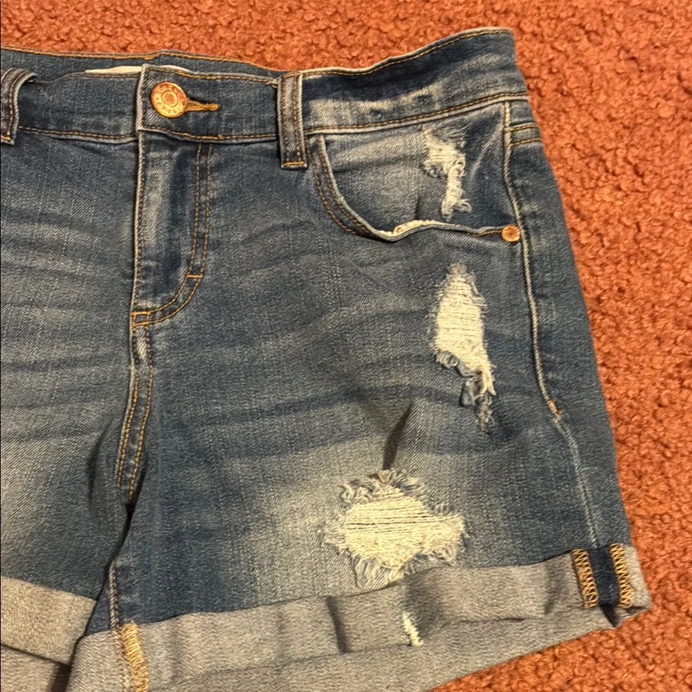 Refuge Blue Distressed Denim Shorts - Picture 3 of 6